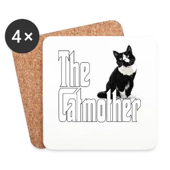 Katze Mutter La Catmother Chat Crazy Maman Maman - Dessous de verre (lot de 4) - blanc - Devant