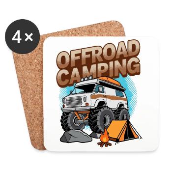 Camping tout-terrain - Dessous de verre (lot de 4) - blanc - Devant