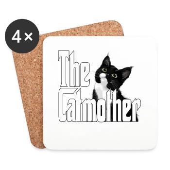 Katze Mutter La Catmother Chat Crazy Maman Maman - Dessous de verre (lot de 4) - blanc - Devant