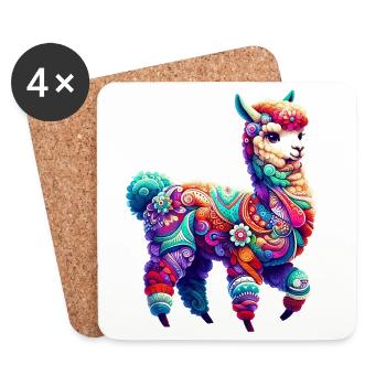 Alpaga - Dessous de verre (lot de 4) - blanc - Devant