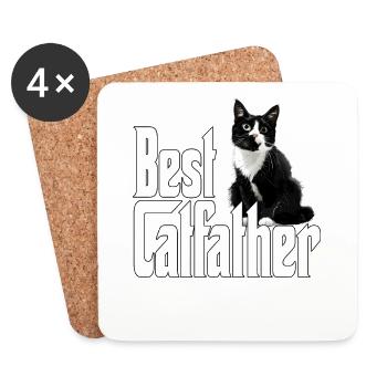 Cat Dad Best Catfather Ever Crazy Cat Father Kitty - Coasters (set of 4) - white - Front