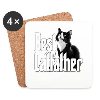 Cat Dad Best Catfather Ever Crazy Cat Father Kitty - Coasters (set of 4) - white - Front