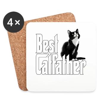 Cat Dad Best Catfather Ever Crazy Cat Father Kitty - Coasters (set of 4) - white - Front