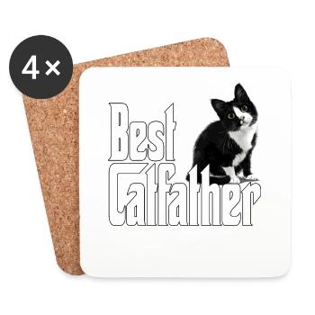 Cat Dad Best Catfather Ever Crazy Cat Father Kitty - Untersetzer (4er-Set) - Weiß - Vorne