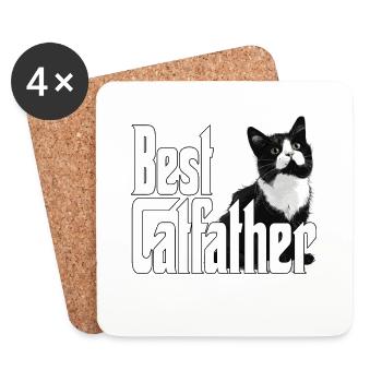 Cat Dad Best Catfather Ever Crazy Cat Father Kitty - Untersetzer (4er-Set) - Weiß - Vorne