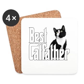 Cat Dad Best Catfather Ever Crazy Cat Father Kitty - Untersetzer (4er-Set) - Weiß - Vorne
