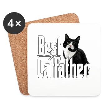 Cat Dad Best Catfather Ever Crazy Cat Father Kitty - Untersetzer (4er-Set) - Weiß - Vorne