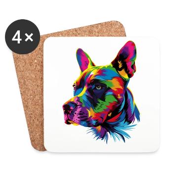 Pitbull Bulldog Couleurs vives Pitbull Terrier - Dessous de verre (lot de 4) - blanc - Devant