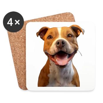 Pitbull Bulldog Pittie American Pitbull Terrier - Dessous de verre (lot de 4) - blanc - Devant