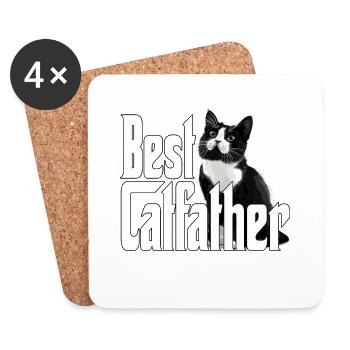Cat Dad Best Catfather Ever Crazy Cat Father Kitty - Untersetzer (4er-Set) - Weiß - Vorne