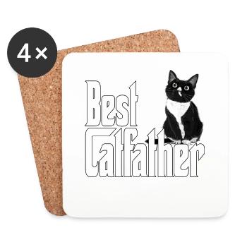 Cat Dad Best Catfather Ever Crazy Cat Father Kitty - Untersetzer (4er-Set) - Weiß - Vorne