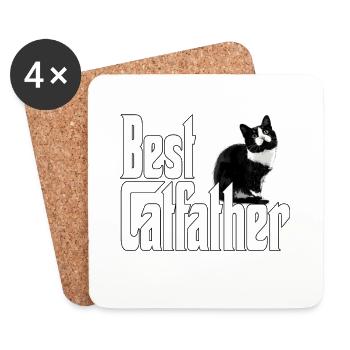 Cat Dad Best Catfather Ever Crazy Cat Father Kitty - Coasters (set of 4) - white - Front