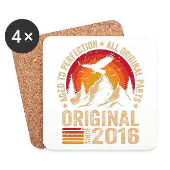 Original 2016 Vintage 2016 Anniversaire 2016 Rétro - Dessous de verre (lot de 4) - blanc - Devant