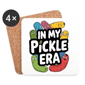 Vibrant « In My Pickle Era » Amusant Cornichon Jeu de mots - Dessous de verre (lot de 4) - blanc - Devant
