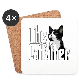 Chat Papa Le Catfather Chat Fou Père Kitty Daddy - Dessous de verre (lot de 4) - blanc - Devant