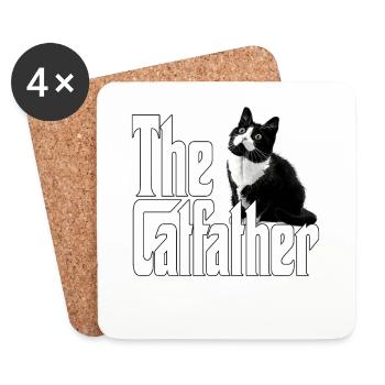 Chat Papa Le Catfather Chat Fou Père Kitty Daddy - Dessous de verre (lot de 4) - blanc - Devant