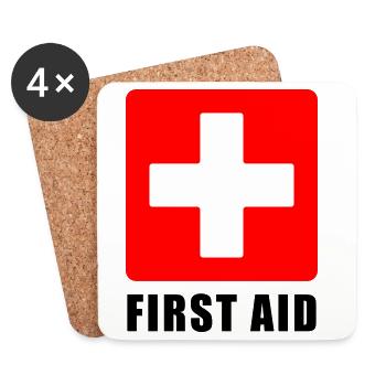 First Aid Medical Cross Sicherheitssymbol Vektor-Symbol - Untersetzer (4er-Set) - Weiß - Vorne
