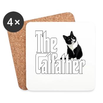 Chat Papa Le Catfather Chat Fou Père Kitty Daddy - Dessous de verre (lot de 4) - blanc - Devant