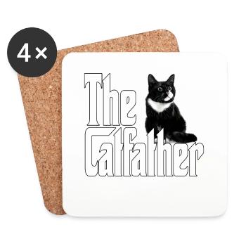 Cat Dad The Catfather Crazy Cat Father Kitty Daddy - Coasters (set of 4) - white - Front