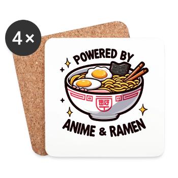 Powered By Anime And Ramen - Untersetzer (4er-Set) - Weiß - Vorne