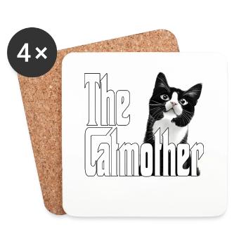 Chat Maman La Catmère Chat Folle Chat Mère Kitty Maman - Dessous de verre (lot de 4) - blanc - Devant