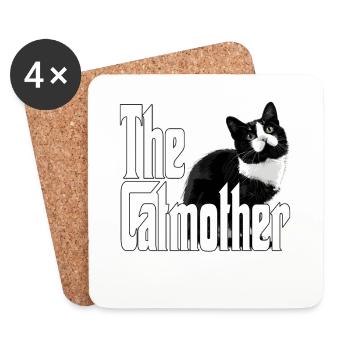 Chat Maman La Catmère Chat Folle Chat Mère Kitty Maman - Dessous de verre (lot de 4) - blanc - Devant