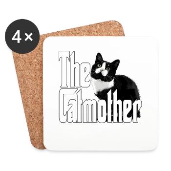 Chat Maman La Catmère Chat Folle Chat Mère Kitty Maman - Dessous de verre (lot de 4) - blanc - Devant