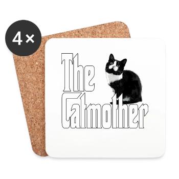 Chat Maman La Catmère Chat Folle Chat Mère Kitty Maman - Dessous de verre (lot de 4) - blanc - Devant