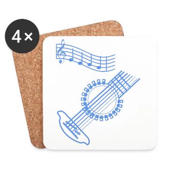 Musicien guitare - Dessous de verre (lot de 4) - blanc - Devant