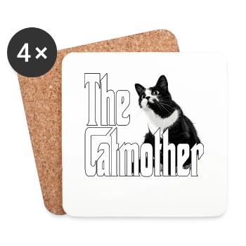 Chat Maman La Catmère Chat Folle Chat Mère Kitty Maman - Dessous de verre (lot de 4) - blanc - Devant