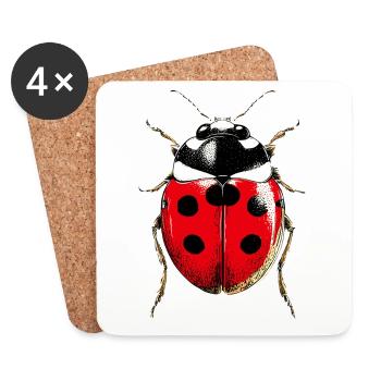 coccinelle coccinelle insectes coccinelles mignonnes colorées - Dessous de verre (lot de 4) - blanc - Devant