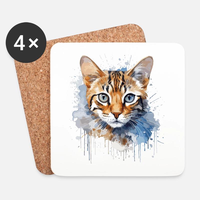 Bengal Katze - Untersetzer (4er-Set) - Weiß