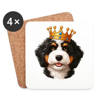Couronne de chien Bernedoodle - Dessous de verre (lot de 4) - blanc - Devant