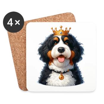 Couronne de chien Bernedoodle - Dessous de verre (lot de 4) - blanc - Devant
