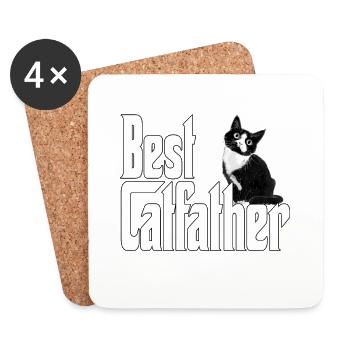 Cat Dad Best Catfather Ever Crazy Cat Father Kitty - Untersetzer (4er-Set) - Weiß - Vorne