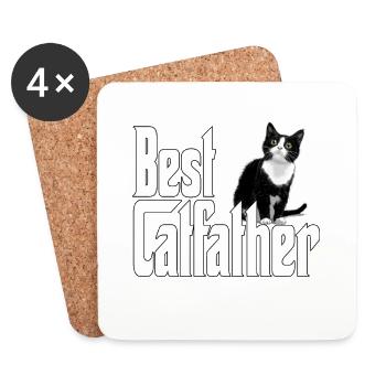 Cat Dad Best Catfather Ever Crazy Cat Father Kitty - Coasters (set of 4) - white - Front