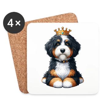Couronne de chien Bernedoodle - Dessous de verre (lot de 4) - blanc - Devant