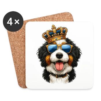 Couronne de chien Bernedoodle - Dessous de verre (lot de 4) - blanc - Devant