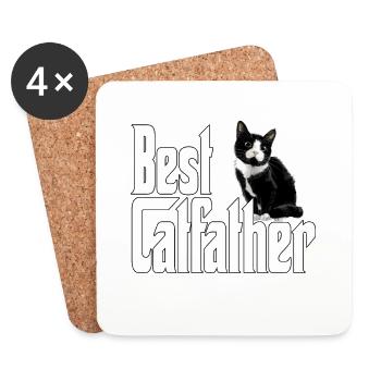 Cat Dad Best Catfather Ever Crazy Cat Father Kitty - Coasters (set of 4) - white - Front