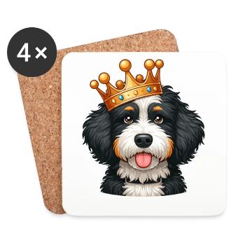 Couronne de chien Bernedoodle - Dessous de verre (lot de 4) - blanc - Devant