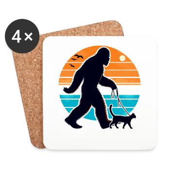 Chat Bigfoot - Dessous de verre (lot de 4) - blanc - Devant