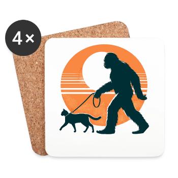 Chat Bigfoot - Dessous de verre (lot de 4) - blanc - Devant