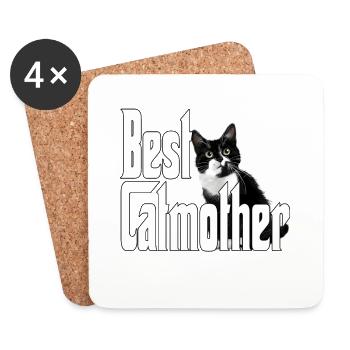 Chat Maman Meilleur Catmother Jamais Fou Chat Mère Kitty - Dessous de verre (lot de 4) - blanc - Devant
