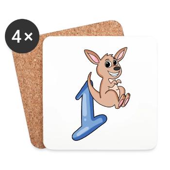 1 Year Old - School Enrollment - Kangaroo Motif - Number 1 - Coasters (set of 4) - white - Front