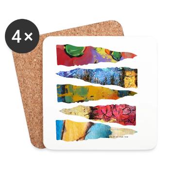 Conception abstraite de couche de peinture colorée - Dessous de verre (lot de 4) - blanc - Devant