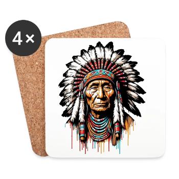 Amérindien Américain - Dessous de verre (lot de 4) - blanc - Devant