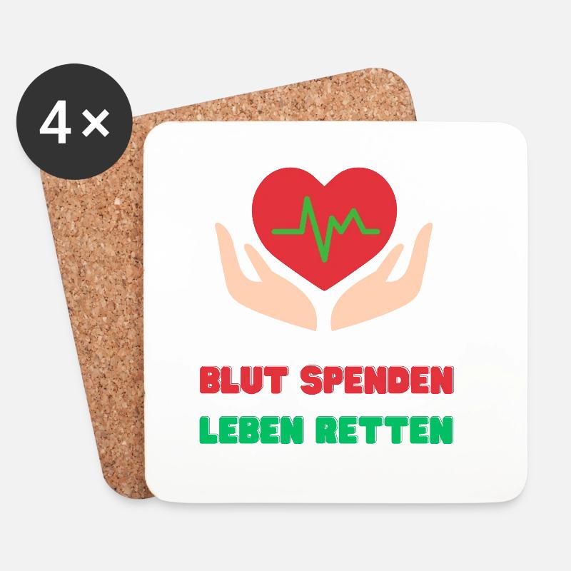Blut Spenden, Leben Retten - Untersetzer (4er-Set) - Weiß