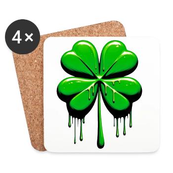 Trèfle à quatre feuilles - Dessous de verre (lot de 4) - blanc - Devant