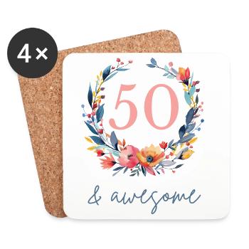 50 & awesome! customizable - Coasters (set of 4) - white - Front