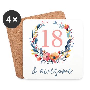 18 & awesome! customizable - Coasters (set of 4) - white - Front